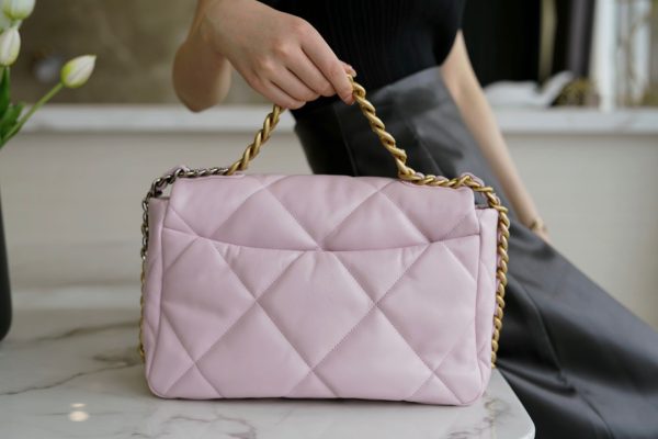 最高級シャネルスーパーコピー シャネルバッグコピー CHANEL 19 ラージ ハンドバッグ ピンク AS1161 B04852 NG750 ラムスキン ゴールド金具 - 画像 (7)