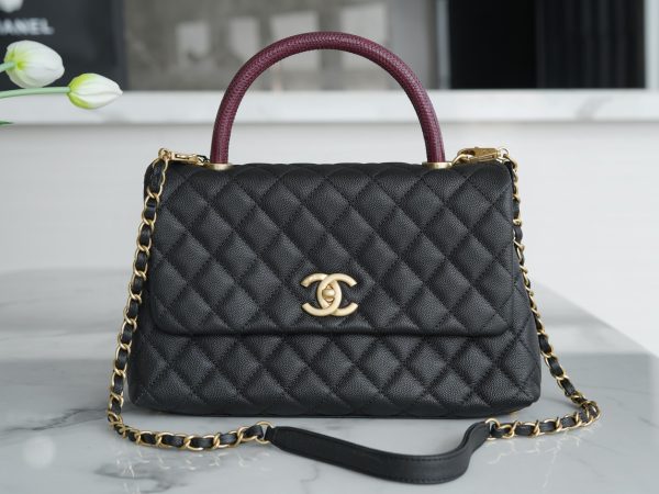 最高級シャネルスーパーコピー シャネルバッグコピー CHANEL ラージ トップハンドル フラップ バッグ ブラック/ボルドー A92991 B05061 94305 カーフスキン ゴールド金具 - 画像 (9)