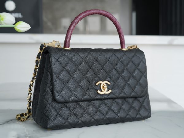 最高級シャネルスーパーコピー シャネルバッグコピー CHANEL ラージ トップハンドル フラップ バッグ ブラック/ボルドー A92991 B05061 94305 カーフスキン ゴールド金具 - 画像 (5)