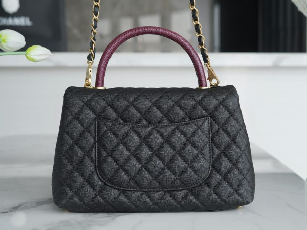 最高級シャネルスーパーコピー シャネルバッグコピー CHANEL ラージ トップハンドル フラップ バッグ ブラック/ボルドー A92991 B05061 94305 カーフスキン ゴールド金具 - 画像 (4)