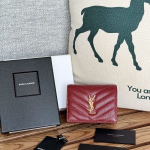 サンローラン 財布 ミニ モノグラム ウォレット ROUGE MERLOT