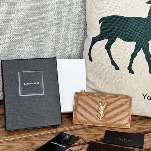 YSL モノグラム フラグメント ジップカードケース レディース DARK NATURAL