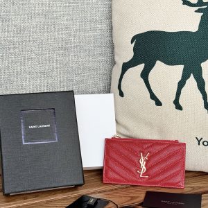 YSL モノグラム フラグメント ジップカードケース レディース フューシャ