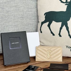 YSL モノグラム フラグメント ジップカードケース レディース DARK TOFFEE