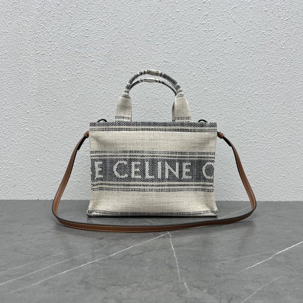 N品 セリーヌ バッグ 人気 ランキング CELINE キャンバストート ミニ ホワイト/タン ゴールド金具 2411742 - 画像 (5)