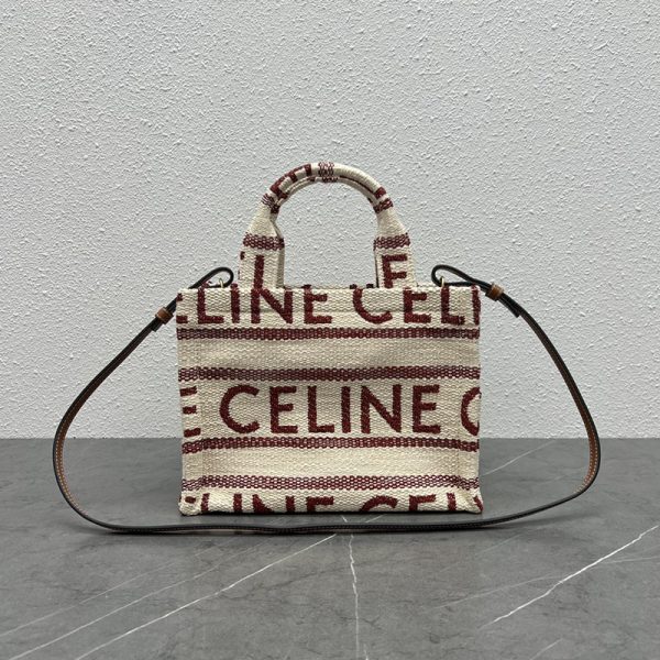 N品 セリーヌ バッグ 人気 ランキング CELINE キャンバストート ミニ ライトバーガンディ/タン ゴールド金具 2411743 - 画像 (5)