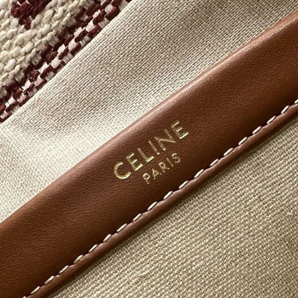 N品 セリーヌ バッグ 人気 ランキング CELINE キャンバストート ミニ ライトバーガンディ/タン ゴールド金具 2411743 - 画像 (2)