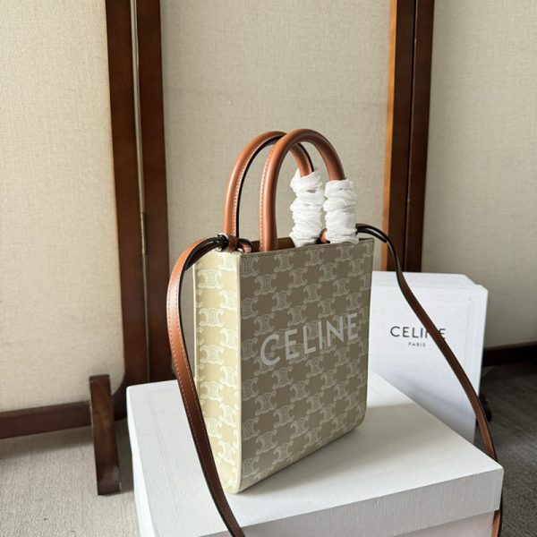 N品 セリーヌ バッグ 人気 ランキング CELINE ミニ バーティカル カバ 194372FLT.02GR グレージュ ゴールド金具 - 画像 (8)