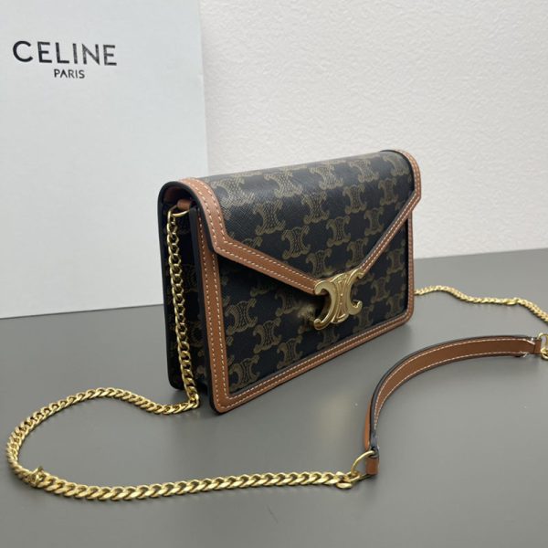 N品 セリーヌ バッグ 人気 ランキング CELINE チェーンウォレット マーゴ 10L462DQB.04LU タン ゴールド金具 - 画像 (7)