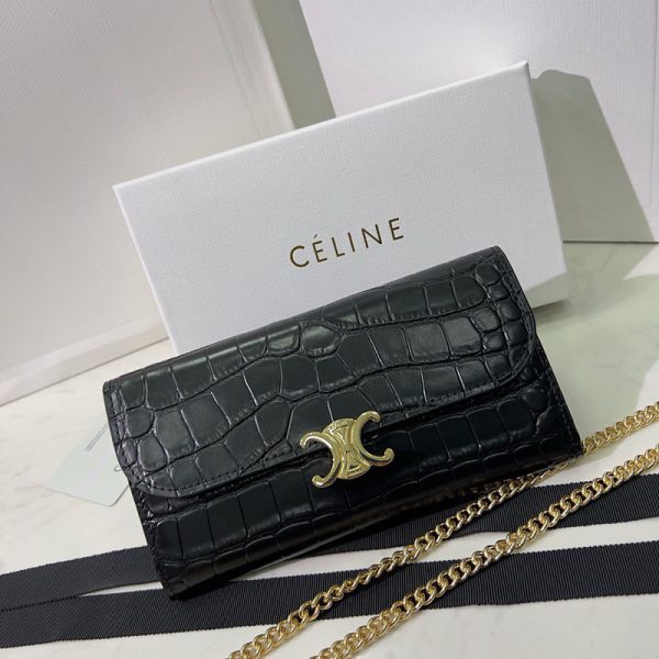 N品 セリーヌ バッグ 人気 ランキング CELINE 斜めがけバッグ 小さめ ブランド 2411797 ブラック ゴールド金具 - 画像 (9)