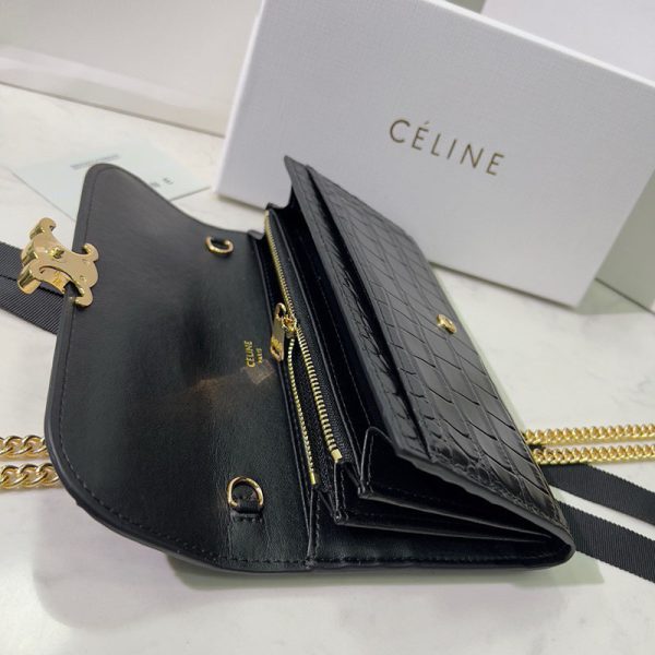 N品 セリーヌ バッグ 人気 ランキング CELINE 斜めがけバッグ 小さめ ブランド 2411797 ブラック ゴールド金具 - 画像 (2)