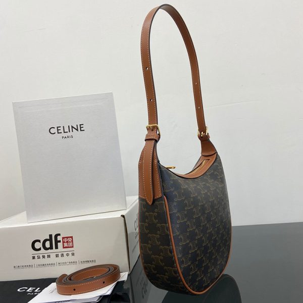 N品 セリーヌ バッグ 人気 ランキング CELINE スモール エロイズ キュイル トリオンフ バッグ 117252FQM.04LU タン ゴールド金具 - 画像 (9)