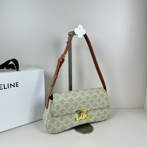 N品 セリーヌ バッグ 人気 ランキング CELINE ホーボーバッグ レディース 2411816 ライトトープ ゴールド金具 - 画像 (8)