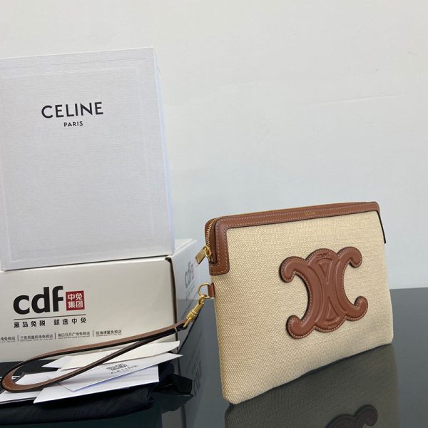 N品 セリーヌ バッグ 人気 ランキング CELINE クラッチバッグ レディース ブランド 100502 ナチュラル/タン ゴールド金具 - 画像 (9)