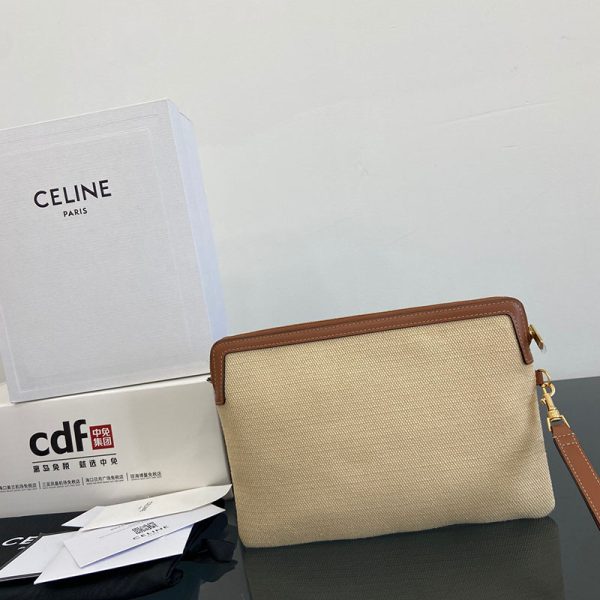 N品 セリーヌ バッグ 人気 ランキング CELINE クラッチバッグ レディース ブランド 100502 ナチュラル/タン ゴールド金具 - 画像 (8)