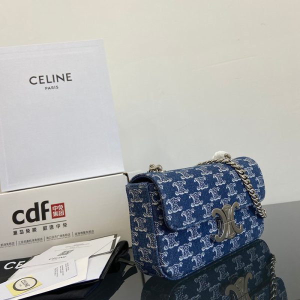 N品 セリーヌ バッグ 人気 ランキング CELINE チェーン ショルダーバッグ クロード 197993BF4.07DD デニム シルバー金具 - 画像 (9)