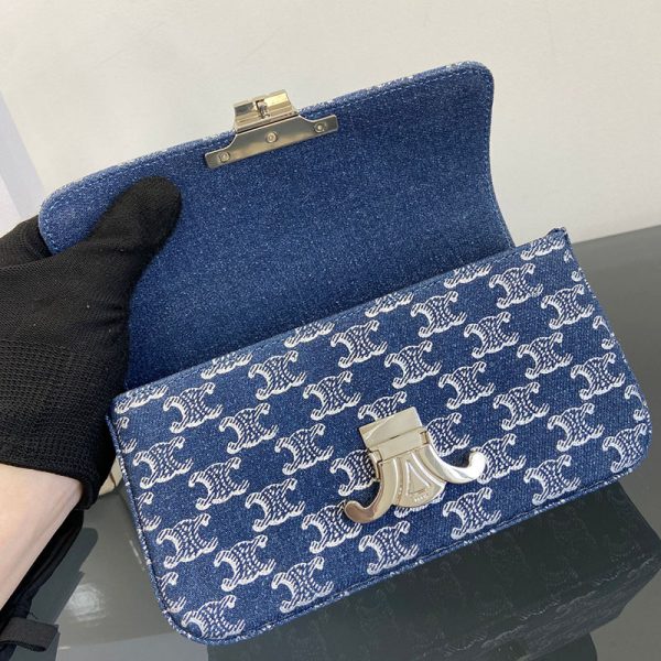 N品 セリーヌ バッグ 人気 ランキング CELINE チェーン ショルダーバッグ クロード 197993BF4.07DD デニム シルバー金具 - 画像 (5)