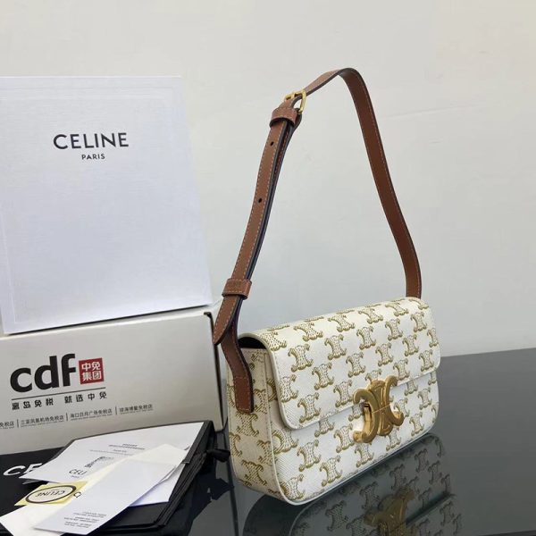 N品 セリーヌ バッグ 人気 ランキング CELINE ショルダーバッグ クロード 194142CUZ.01BC ホワイト ゴールド金具 - 画像 (9)