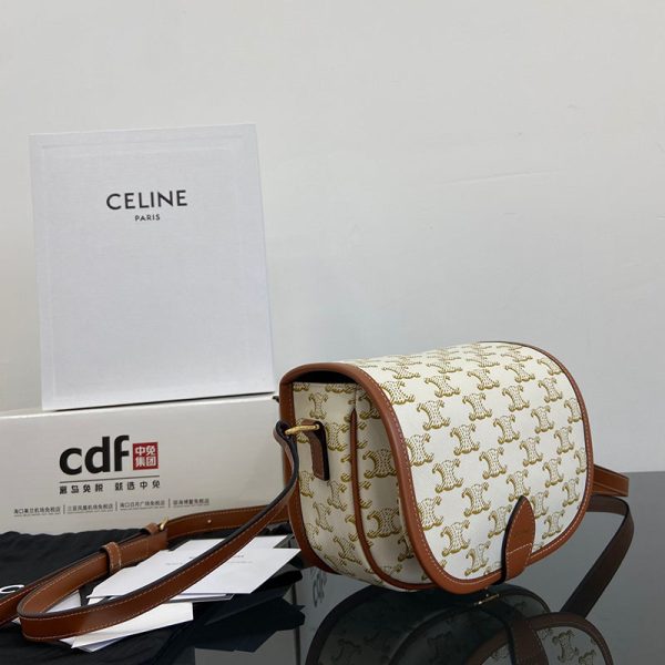 N品 セリーヌ バッグ 人気 ランキング CELINE ミディアム フォルコ バッグ 191502BZJ.01BC ホワイト ゴールド金具 - 画像 (9)