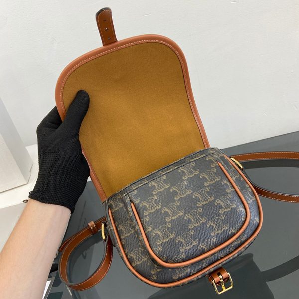 N品 セリーヌ バッグ 人気 ランキング CELINE ミディアム フォルコ バッグ 191502BZJ.04LU タン ゴールド金具 - 画像 (4)