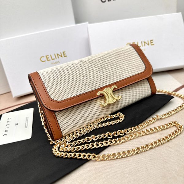 N品 セリーヌ バッグ 人気 ランキング CELINE 大人女子 ショルダーバッグ ブランド C10E313 タン ゴールド金具 - 画像 (8)