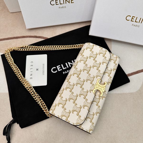 N品 セリーヌ バッグ 人気 ランキング CELINE ショルダーバッグ クロード 194142CUZ.01BC ホワイト ゴールド金具 - 画像 (3)