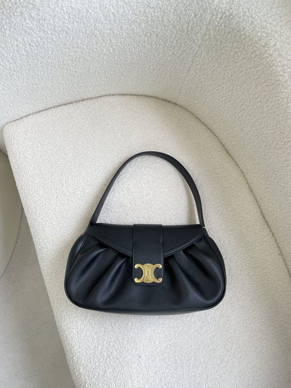 N品 セリーヌ バッグ 人気 ランキング CELINE ホーボーバッグ ハイブランド 8110 ブラック ゴールド金具 - 画像 (9)