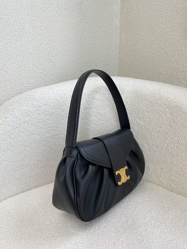 N品 セリーヌ バッグ 人気 ランキング CELINE ホーボーバッグ ハイブランド 8110 ブラック ゴールド金具 - 画像 (8)