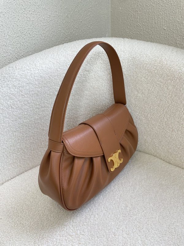 N品 セリーヌ バッグ 人気 ランキング CELINE ホーボーバッグ ハイブランド 8110 タン ゴールド金具 - 画像 (6)