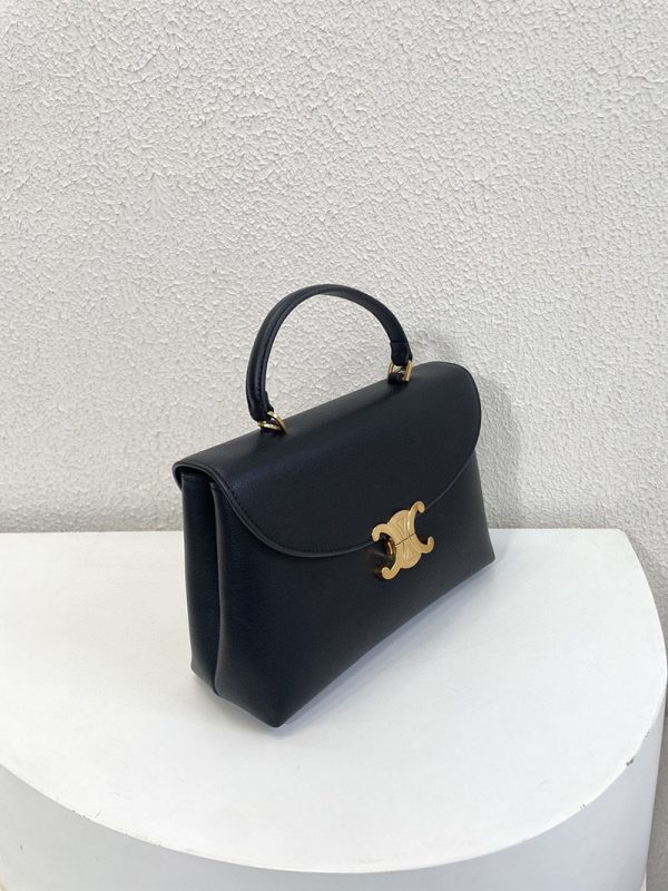 N品 セリーヌ バッグ 人気 ランキング CELINE ケリー型 ハンドバッグ 8108 ブラック ゴールド金具 - 画像 (8)