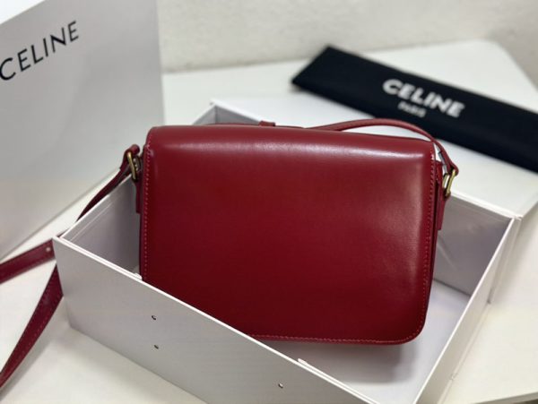 N品 セリーヌ バッグ 人気 ランキング CELINE クラシック トリオンフ バッグ 187363BF4.27ED レッド ゴールド金具 - 画像 (9)