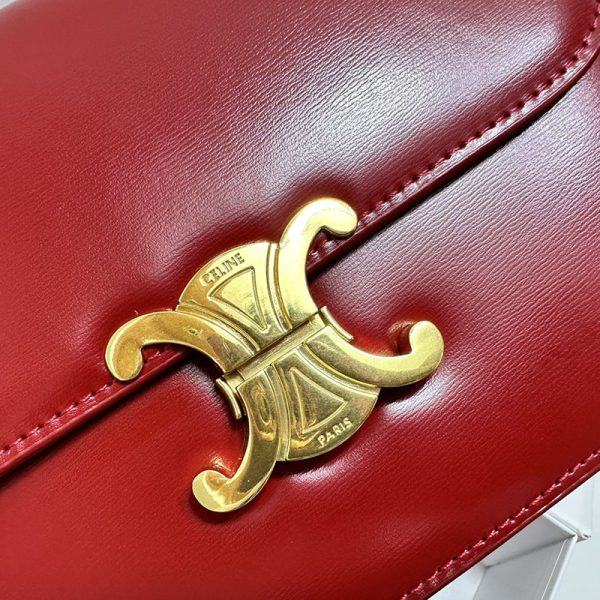 N品 セリーヌ バッグ 人気 ランキング CELINE クラシック トリオンフ バッグ 187363BF4.27ED レッド ゴールド金具 - 画像 (7)