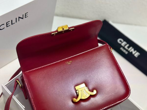 N品 セリーヌ バッグ 人気 ランキング CELINE クラシック トリオンフ バッグ 187363BF4.27ED レッド ゴールド金具 - 画像 (2)