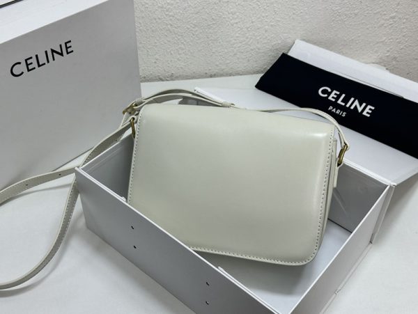 N品 セリーヌ バッグ 人気 ランキング CELINE クラシック トリオンフ バッグ 187363BF4.01BC ホワイト ゴールド金具 - 画像 (9)