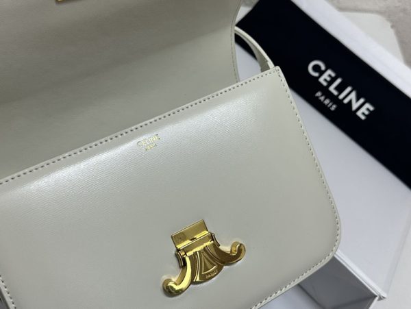 N品 セリーヌ バッグ 人気 ランキング CELINE クラシック トリオンフ バッグ 187363BF4.01BC ホワイト ゴールド金具 - 画像 (7)