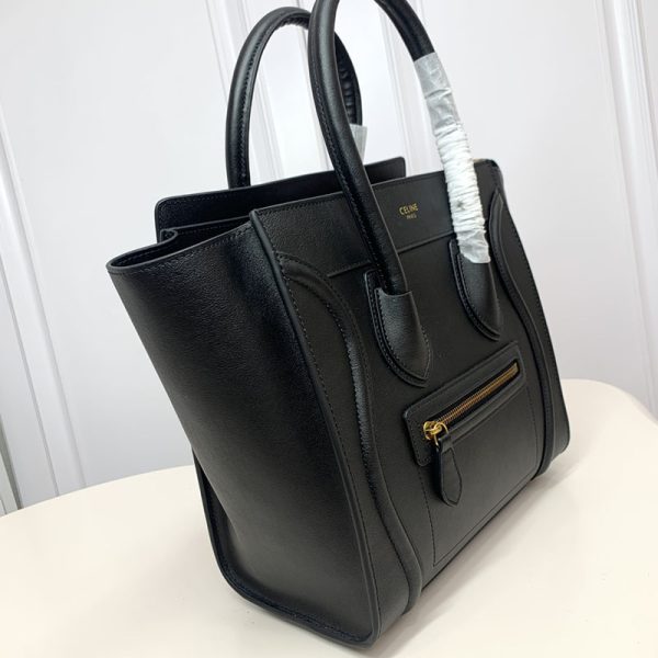 N品 セリーヌ バッグ 人気 ランキング CELINE ラゲージ マイクロ 人気色 189793DRU.38NO ブラック ゴールド金具 - 画像 (7)