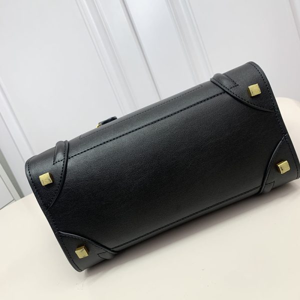 N品 セリーヌ バッグ 人気 ランキング CELINE ラゲージ マイクロ 人気色 189793DRU.38NO ブラック ゴールド金具 - 画像 (5)