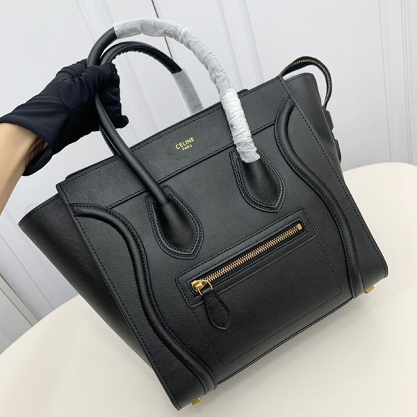 N品 セリーヌ バッグ 人気 ランキング CELINE ラゲージ マイクロ 人気色 189793DRU.38NO ブラック ゴールド金具 - 画像 (2)