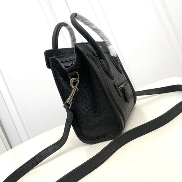 N品 セリーヌ バッグ 人気 ランキング CELINE ラゲージ ナノ 人気色 189243DRU.38NO ブラック シルバー金具 - 画像 (9)