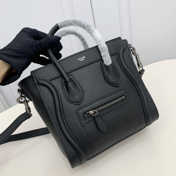 N品 セリーヌ バッグ 人気 ランキング CELINE ラゲージ ナノ 人気色 189243DRU.38NO ブラック シルバー金具 - 画像 (2)