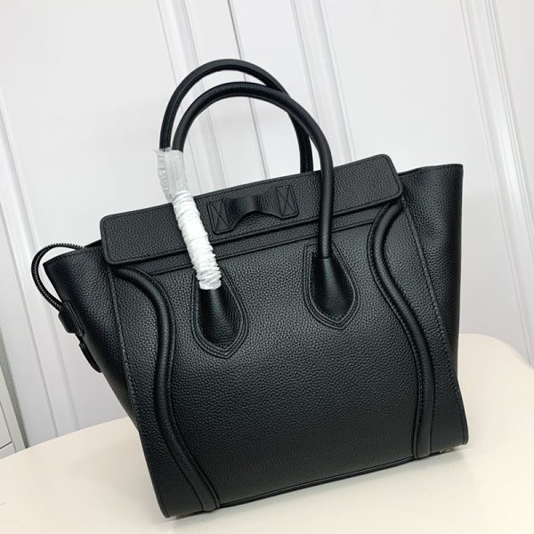 N品 セリーヌ バッグ 人気 ランキング CELINE ラゲージ マイクロ 人気色 189793DRU.38NO ブラック シルバー金具 - 画像 (6)