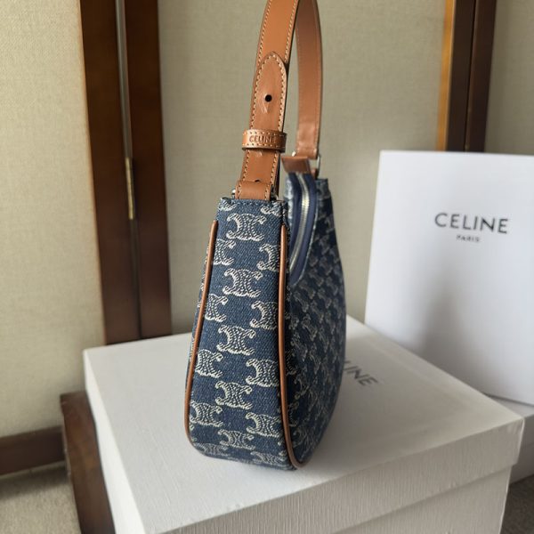 N品 セリーヌ バッグ 人気 ランキング CELINE ホーボーバッグ ハイブランド 2411887 グレー ゴールド金具 - 画像 (8)