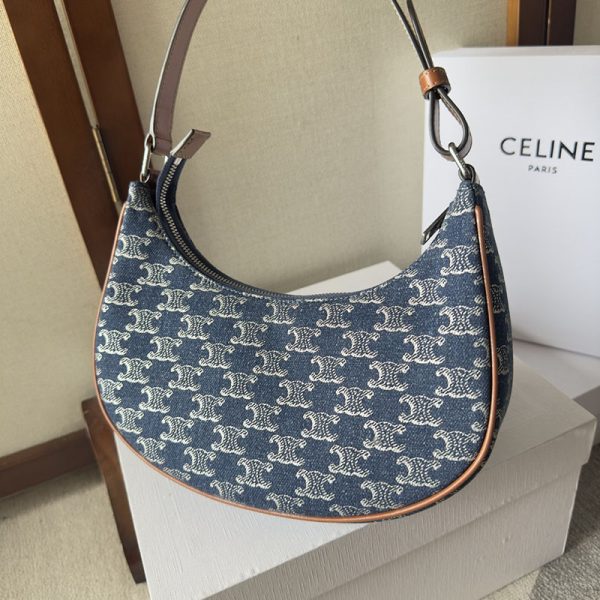 N品 セリーヌ バッグ 人気 ランキング CELINE ホーボーバッグ ハイブランド 2411887 グレー ゴールド金具 - 画像 (4)