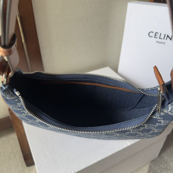 N品 セリーヌ バッグ 人気 ランキング CELINE ホーボーバッグ ハイブランド 2411887 グレー ゴールド金具 - 画像 (2)