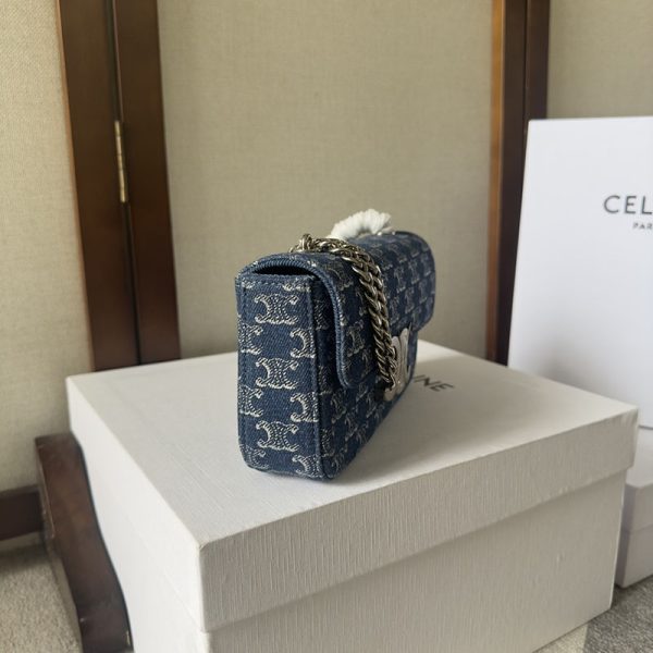 N品 セリーヌ バッグ 人気 ランキング CELINE 40代 ショルダーバッグ 斜めがけ ハイブランド 2411889 グレー シルバー金具 - 画像 (8)