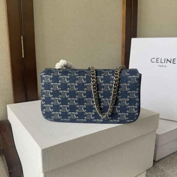 N品 セリーヌ バッグ 人気 ランキング CELINE 40代 ショルダーバッグ 斜めがけ ハイブランド 2411889 グレー シルバー金具 - 画像 (7)