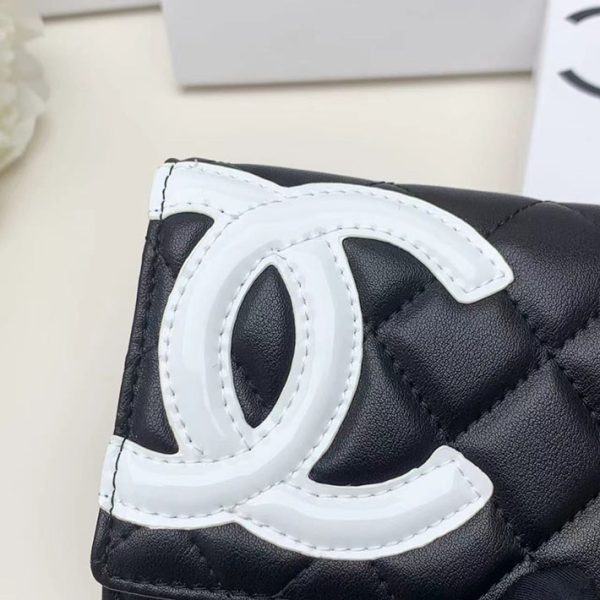 シャネル 財布 2025 新作 CHANEL ハイブランド 財布 新作 2025 黒 (ブラック)/白 (ホワイト) 2012 ラムスキン シルバー金具 - 画像 (5)