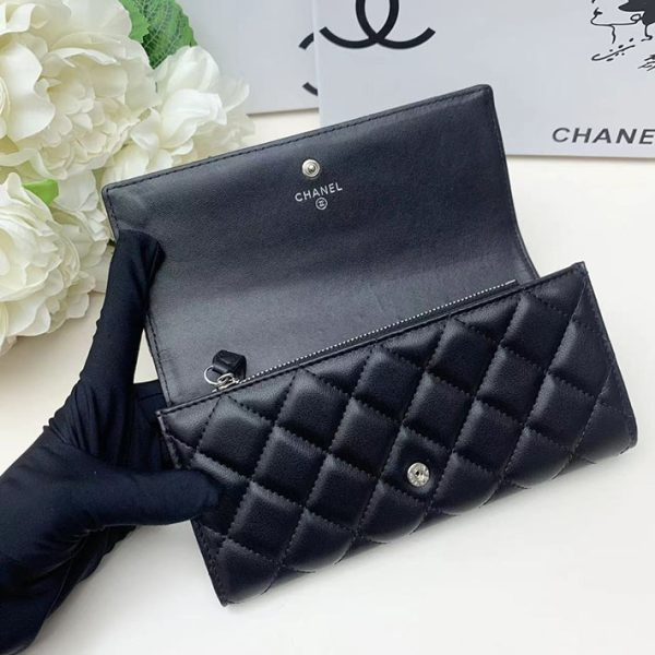 シャネル 財布 2025 新作 CHANEL 長財布 レディース 使いやすい ブランド 黒 (ブラック) 2012 ラムスキン シルバー金具 - 画像 (3)