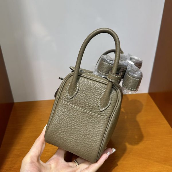 リンディ超N品 エルメス レディースバッグ HERMES ミニリンディ エトゥープ トリヨンクレマンス シルバー金具 2025定価 2513068 - 画像 (7)