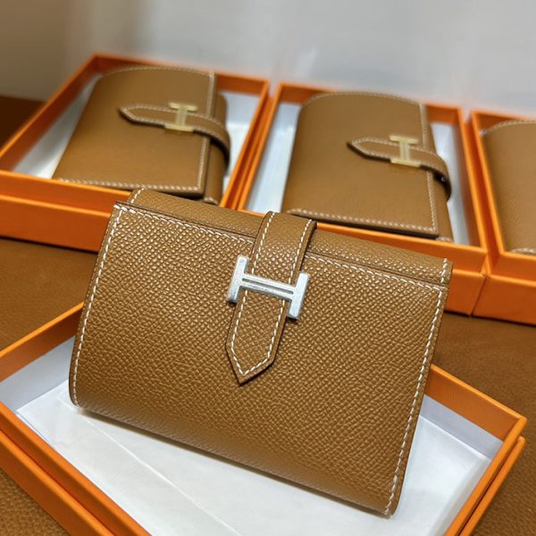 エルメス 財布 ベアン 三つ折り HERMES ベアン コンビネ ゴールド ヴォーエプソン シルバー金具 2025定価 2513082 - 画像 (9)